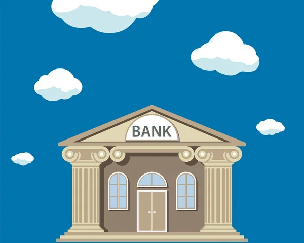 Façade du bâtiment de la banque avec colonnes en graphiques plats — Image vectorielle