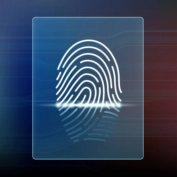 Fingerabdruck-Scan. Datensicherheit und biometrischer Zugriff. — Stockvektor