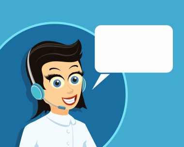 Kulaklıklı operatör kadın ajan. Çağrı merkezi desteği