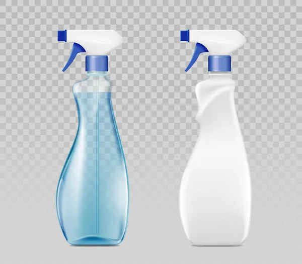 Frasco de detergente em spray plástico em branco. Modelo de embalagem —  Vetores de Stock