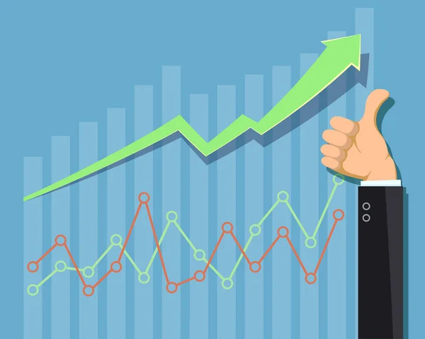 Gráfico financiero en crecimiento o gráfico de desarrollo empresarial — Vector de stock