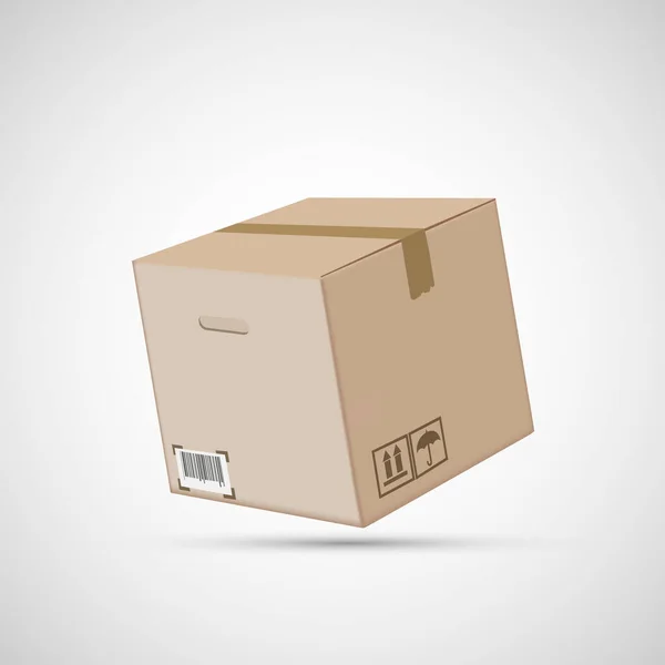 Закрита картонна коробка ізольована на білому тлі — стоковий вектор
