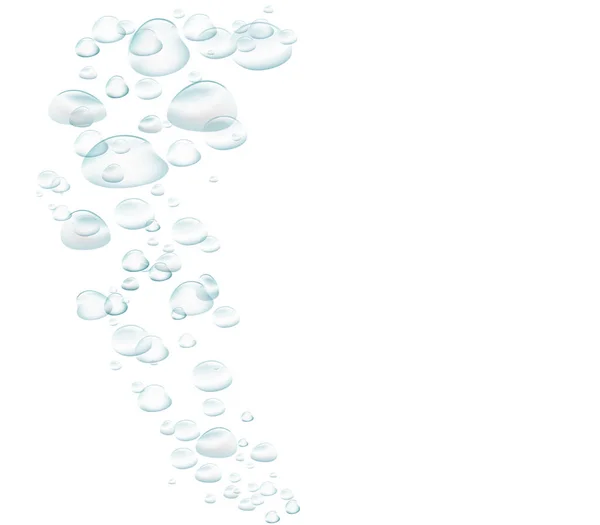 하얀 배경에 분리되어 있는 물 속에 있는 투명 한 기포 — 스톡 벡터