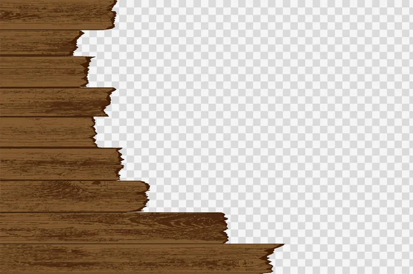 Zerbrochene Holzbretter Isoliert Auf Einem Transparenten Hintergrund Vektorillustration — Stockvektor