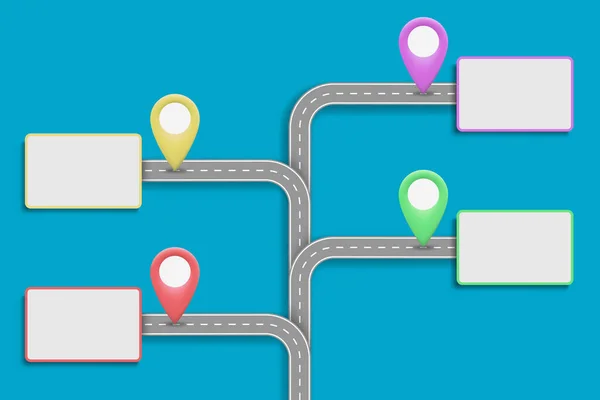 Modèle Infographie Avec Carte Routière Pointeurs Étapes Développement Des Entreprises — Image vectorielle