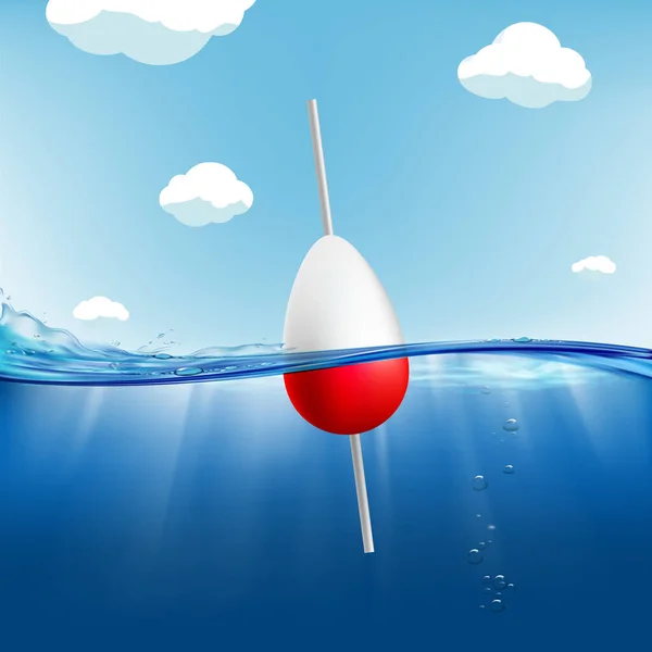 Float Buoy Water Surface Waves Natural Landscape Vector Illustration — Stock Vector