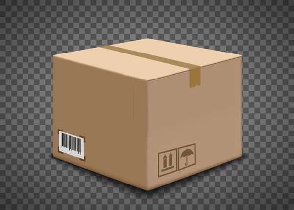 Закрита Картонна Коробка Упаковка Ізольована Прозорому Фоні Векторні Ілюстрації — стоковий вектор