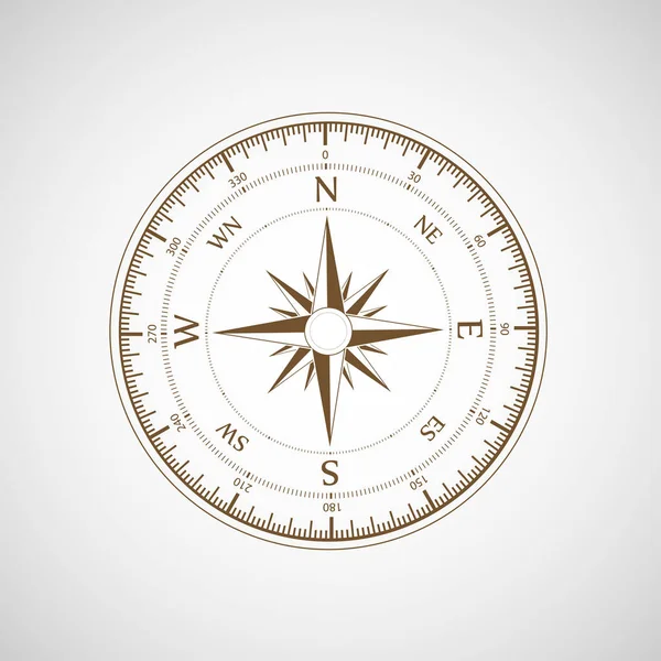 Kompasswind Stieg Auf Retro Vorlage Ikone Isoliert Auf Weißem Hintergrund — Stockvektor