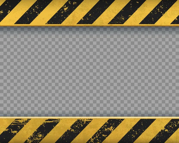 黒い縞模様の金属黄色のプレート コピースペースで警告バナー 透明な背景に隔離されたテンプレート ベクターイラスト — ストックベクタ