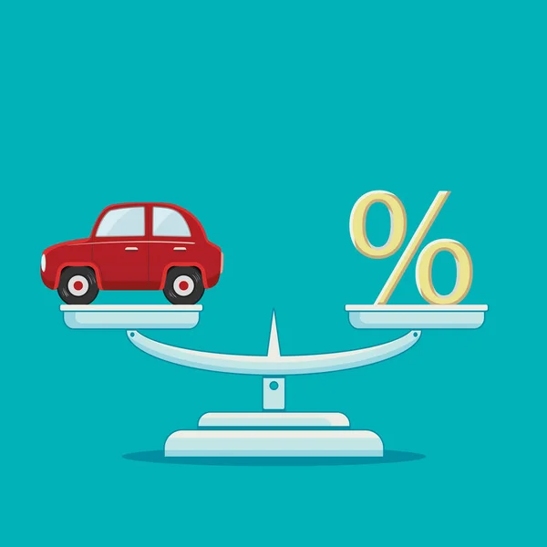 Carro Percentagem Assinam Balanças Conceito Empréstimo Seguro Ilustração Vetorial —  Vetores de Stock