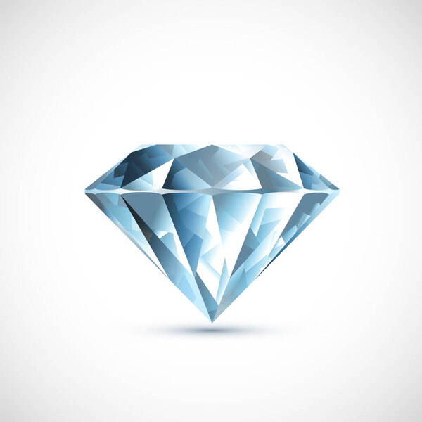 Precious blue diamond Isolated on white background. Vector icon