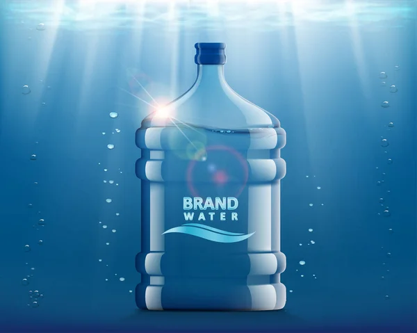 瓶装清洁的淡水 用于冷却器和分配器的塑料容器 矢量说明 — 图库矢量图片