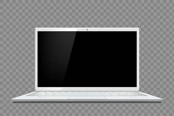 Laptop Template Blank Black Screen Isolated Transparent Background Vector Mockup — Stock Vector