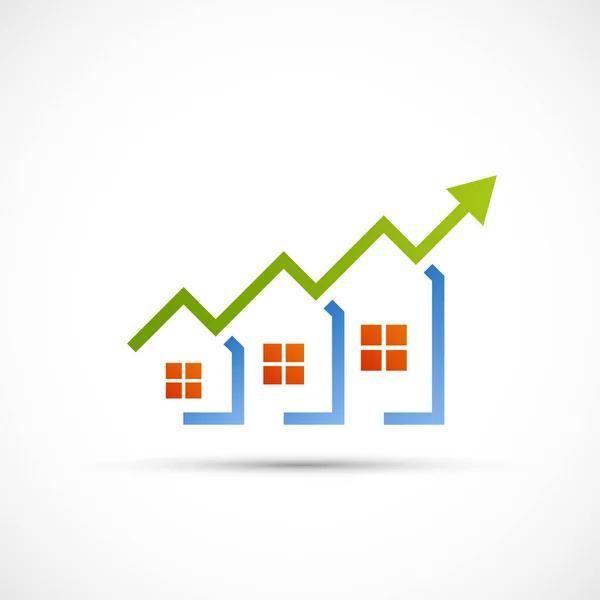 Real Estate Logo Growing Financial Sales Chart Vector Icon — Stock Vector