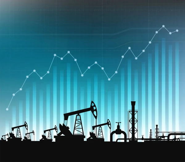Pompa Naftowa Tle Wykresów Wykresów Finansowych Ilustracja Wektora — Wektor stockowy