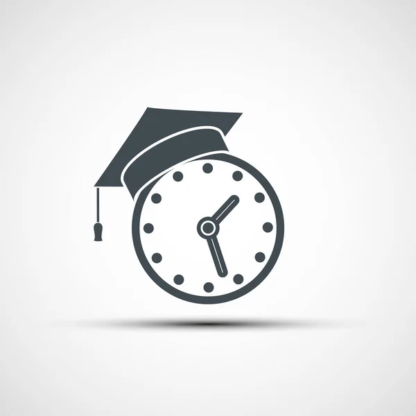 Relógio Com Tampa Graduação Topo Logotipo Educação Isolado Fundo Branco —  Vetores de Stock