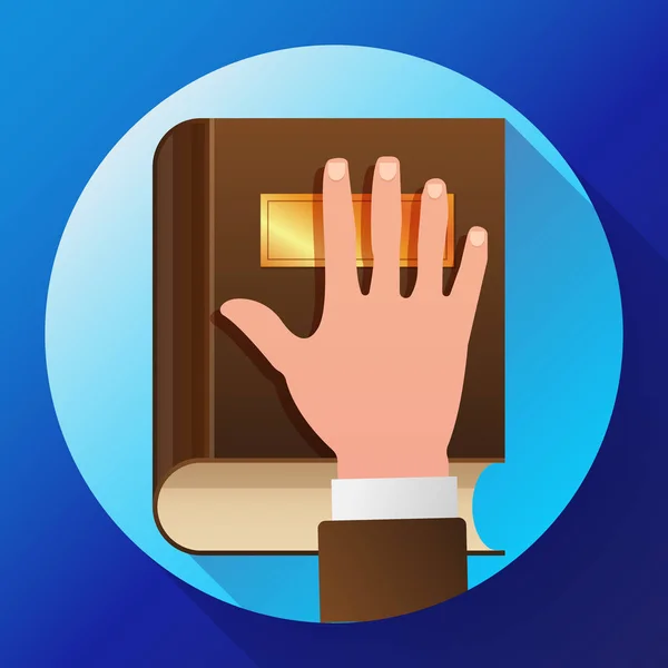 Hand on Constitution as Oath Concept Icon — Stock Vector