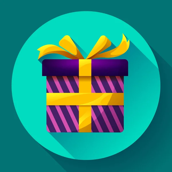 Caja de regalo Icono plano Vector — Vector de stock