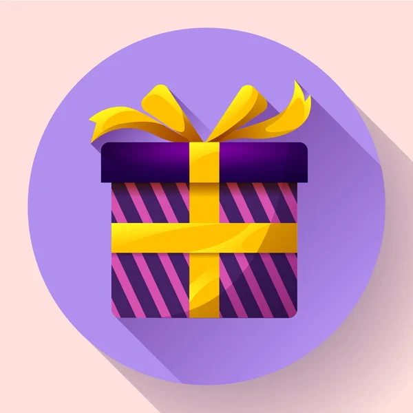 Caja de regalo Icono plano Vector — Vector de stock