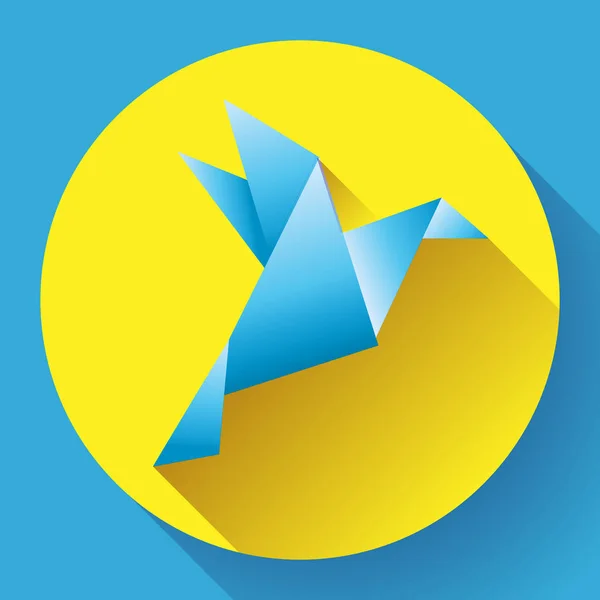 Origami blu icona arte uccello — Vettoriale Stock