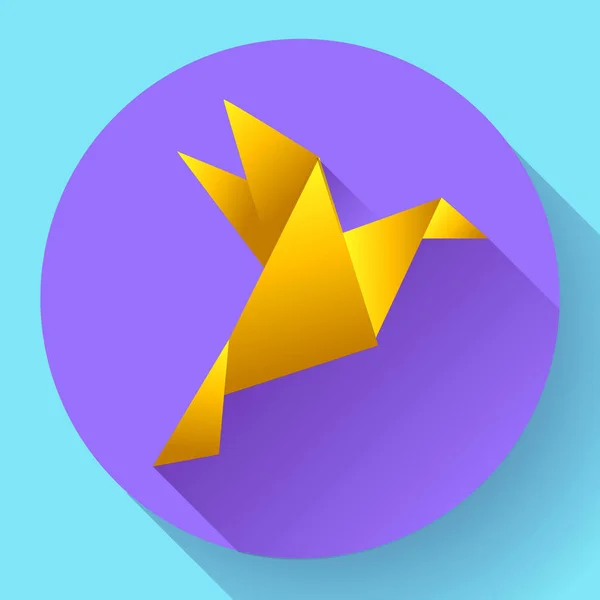 Oiseau origami orange icône de l'art — Image vectorielle