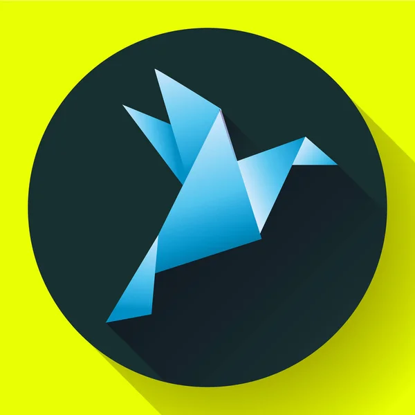 Blaue Origami Vogel Kunst-Ikone — Stockvektor