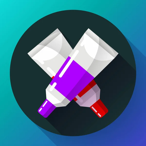 Dos coloridos tubos de pintura vectorial icono . — Vector de stock