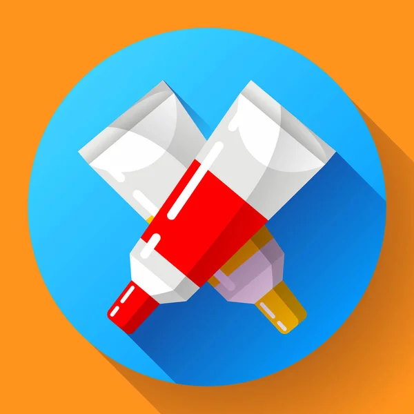 Dos coloridos tubos de pintura vectorial icono . — Vector de stock