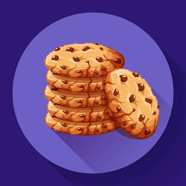 Vector de chocolate migas chip icono. Realista casera choco chip cookies vector ilustración . — Vector de stock