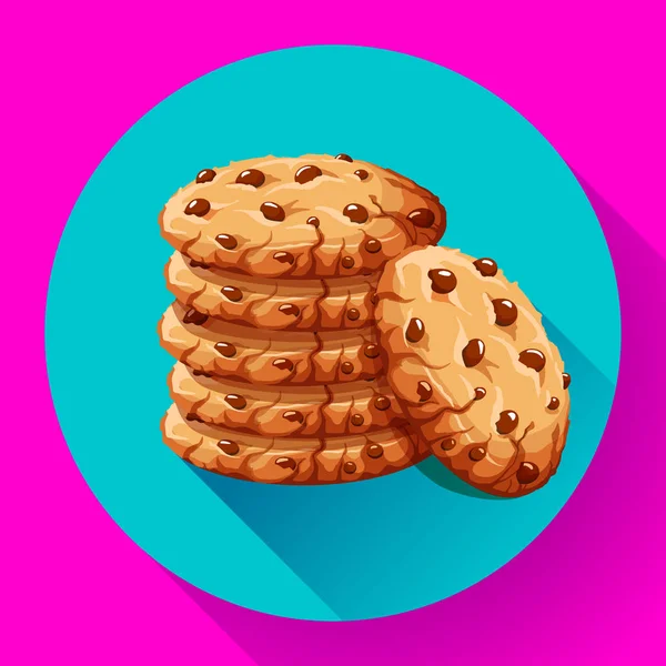 Vector de chocolate migas chip icono. Realista casera choco chip cookies vector ilustración . — Vector de stock