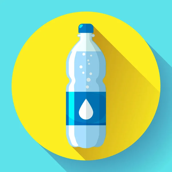Láhev vody ikony v ploché styl na modrém pozadí vektorové ilustrace. — Stockový vektor