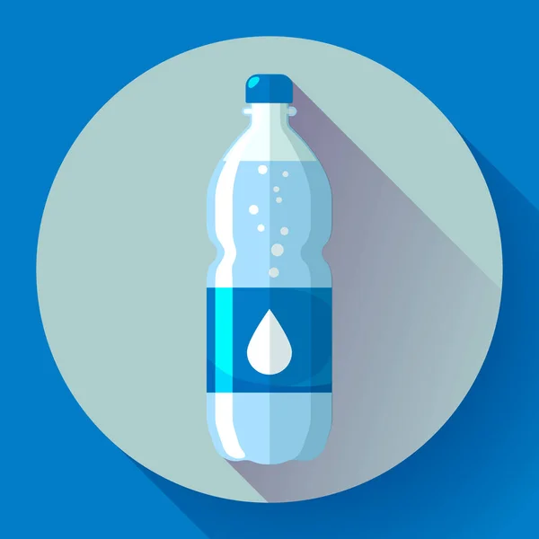 Fles water pictogram in vlakke stijl op blauwe achtergrond vectorillustratie. — Stockvector