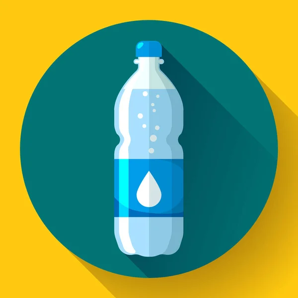 Bouteille d'icône de l'eau dans un style plat sur fond bleu Illustration vectorielle . — Image vectorielle