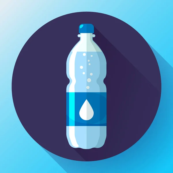 Fles water pictogram in vlakke stijl op blauwe achtergrond vectorillustratie — Stockvector