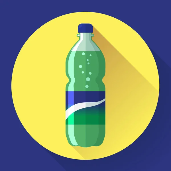 Bouteille de soda à lable vert, illustration vectorielle. stiyle plat . — Image vectorielle
