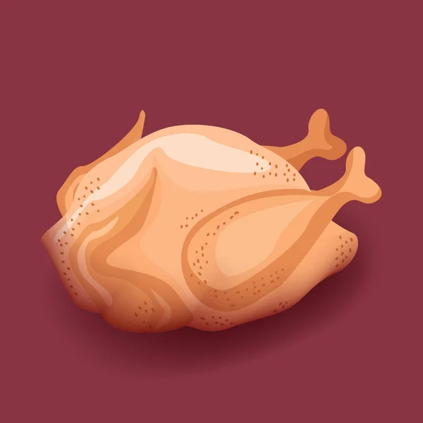 Ilustración vectorial de carne de pollo asada icono . — Vector de stock