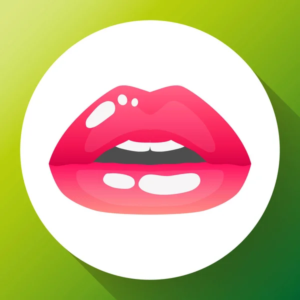 Rote Lippen Vektor Illustration der sexy Frauen Lippen des halb offenen Mundes. — Stockvektor