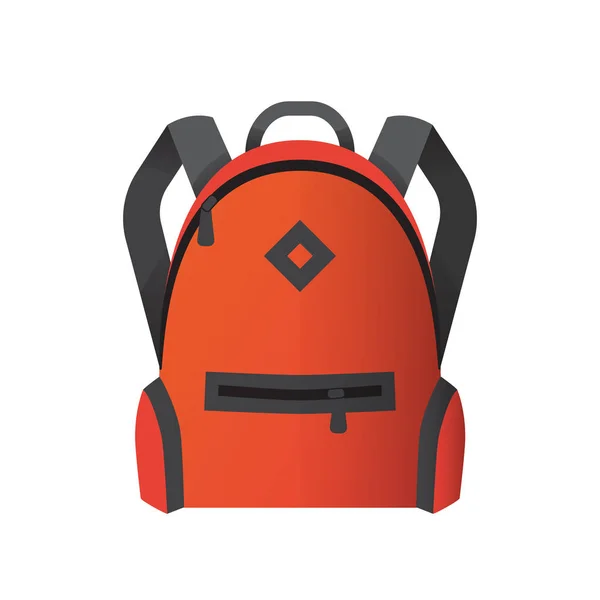 Icono de la bolsa de escuela naranja brillante. Icono de mochila — Archivo Imágenes Vectoriales