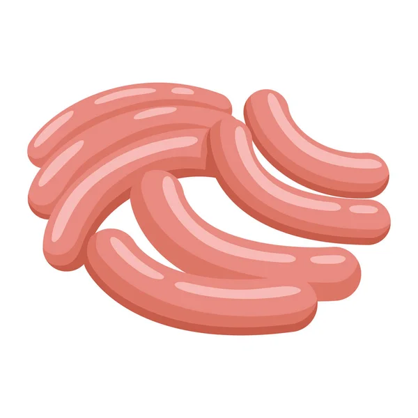 Icono de salchichas rosadas en estilo plano, carne de res y cerdo . — Vector de stock