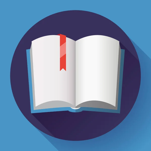 Symbol des offenen Lehrbuchs mit rotem Lesezeichen. — Stockvektor