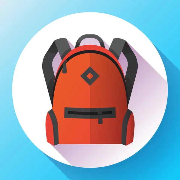 Icono de la escuela de color rojo brillante o mochila de viaje — Vector de stock