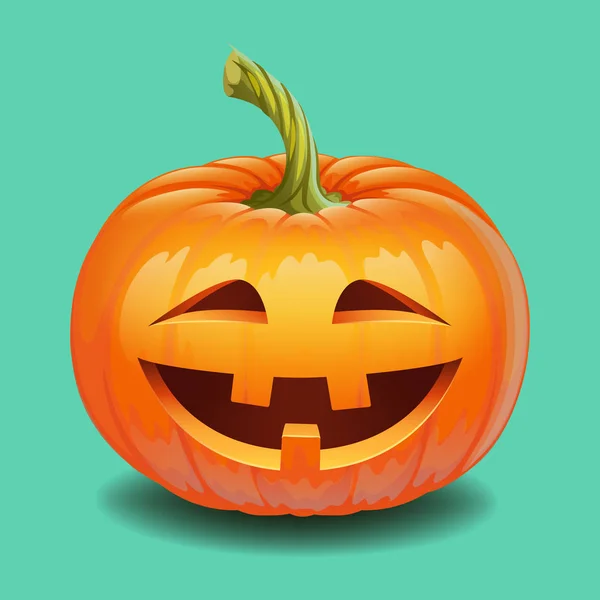Cara de calabaza de Halloween - sonrisa loca Jack o linterna — Vector de stock