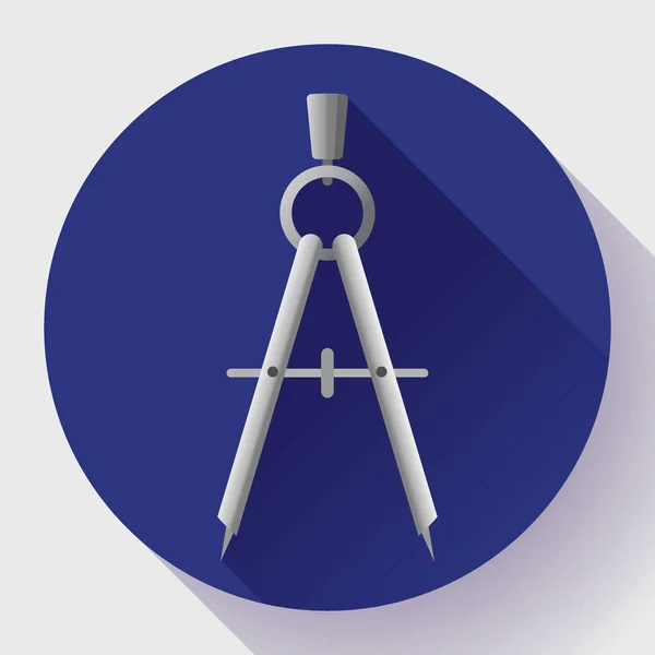 Icona della bussola di disegno piatto - geometria e vettore strumento di progettazione . — Vettoriale Stock