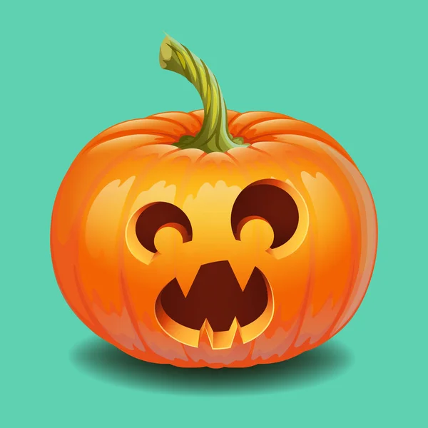 Cara de calabaza de Halloween - divertido sorprendido con grandes ojos sonrisa Jack o linterna — Vector de stock