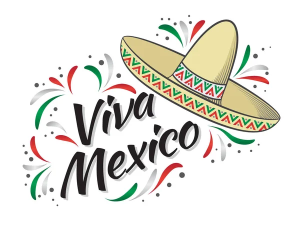 Lettering Viva Mexico традиционная мексиканская праздничная фраза — стоковый вектор