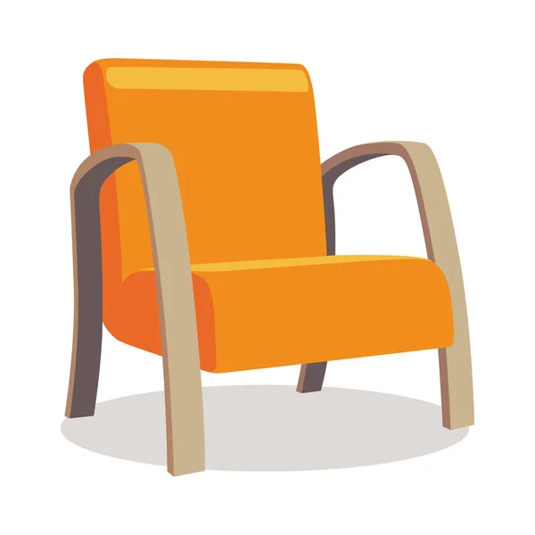 Современное оранжевое мягкое кресло с обивкой - элемент интерьера изолирован на белом фоне . — стоковый вектор