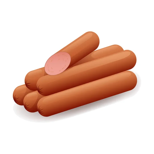 Pink sausages icon in flat style, beef and pork. — Stock Vector