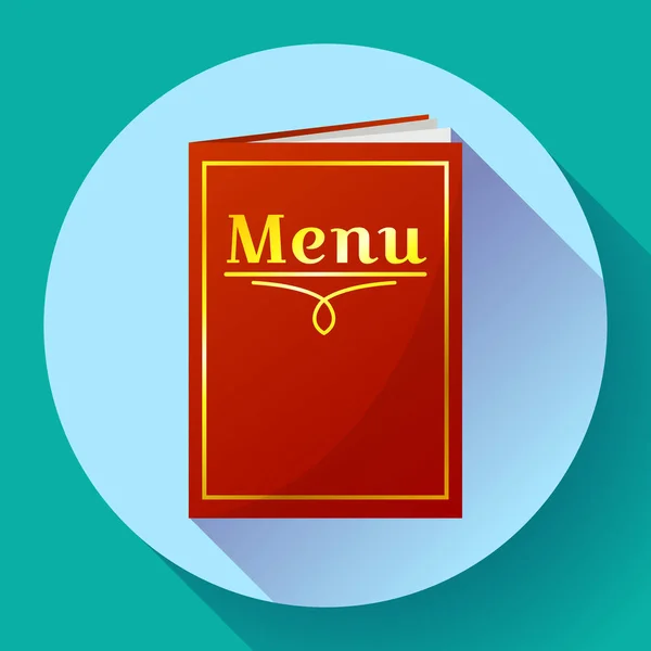 Cafe, ristorante icona del libro menu rosso in stile piatto . — Vettoriale Stock