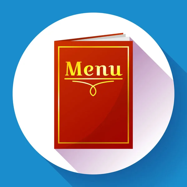 Cafe, ristorante icona del libro menu rosso in stile piatto . — Vettoriale Stock