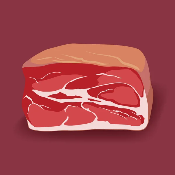 Daging babi, daging sapi ham, ikon gammon dalam gaya datar, daging segar . - Stok Vektor